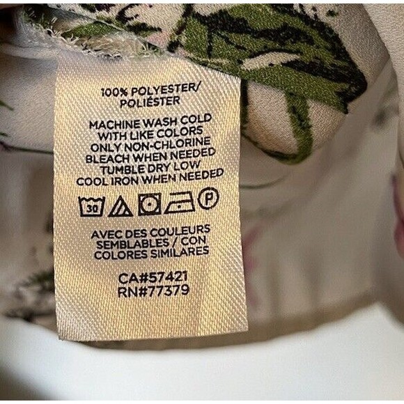 Ann Taylor White Floral Print Tie Front Key Hole Short Sleeve Blouse Siz… - Picture 7 of 9